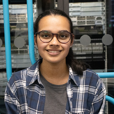 A female student in the Data Junction.