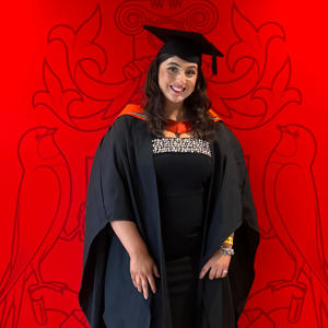 Lucinda Eaves in her graduation cap and gown