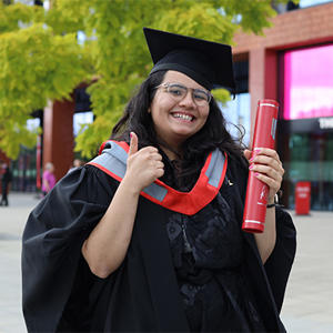 Pannya Rajput in her graduation gown and cap