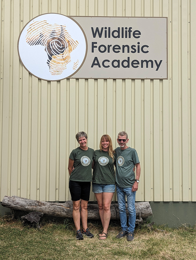 Claire Gwinnett and colleagues stood in front of the Forensic Wildlife Academy